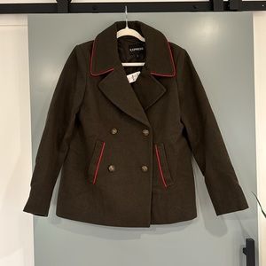 NWT Express Army Green Wool Pea Coat